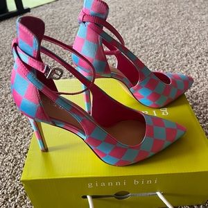 Blue & pink heels! Worn once